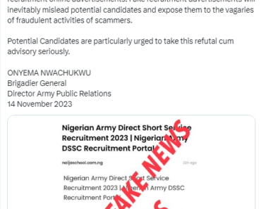 Nigerian Army warns applicants over fake online recruitment portal