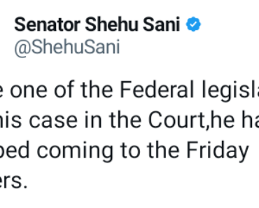 A Federal legislator stopped coming to Friday prayers since he lost his case in court – Shehu Sani says