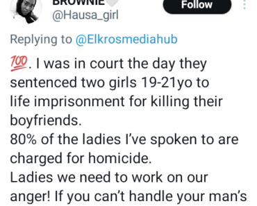 70% of female inmates in Kirikiri Women’s Prison are there for murder/manslaughter over their boyfriends or husbands cheating